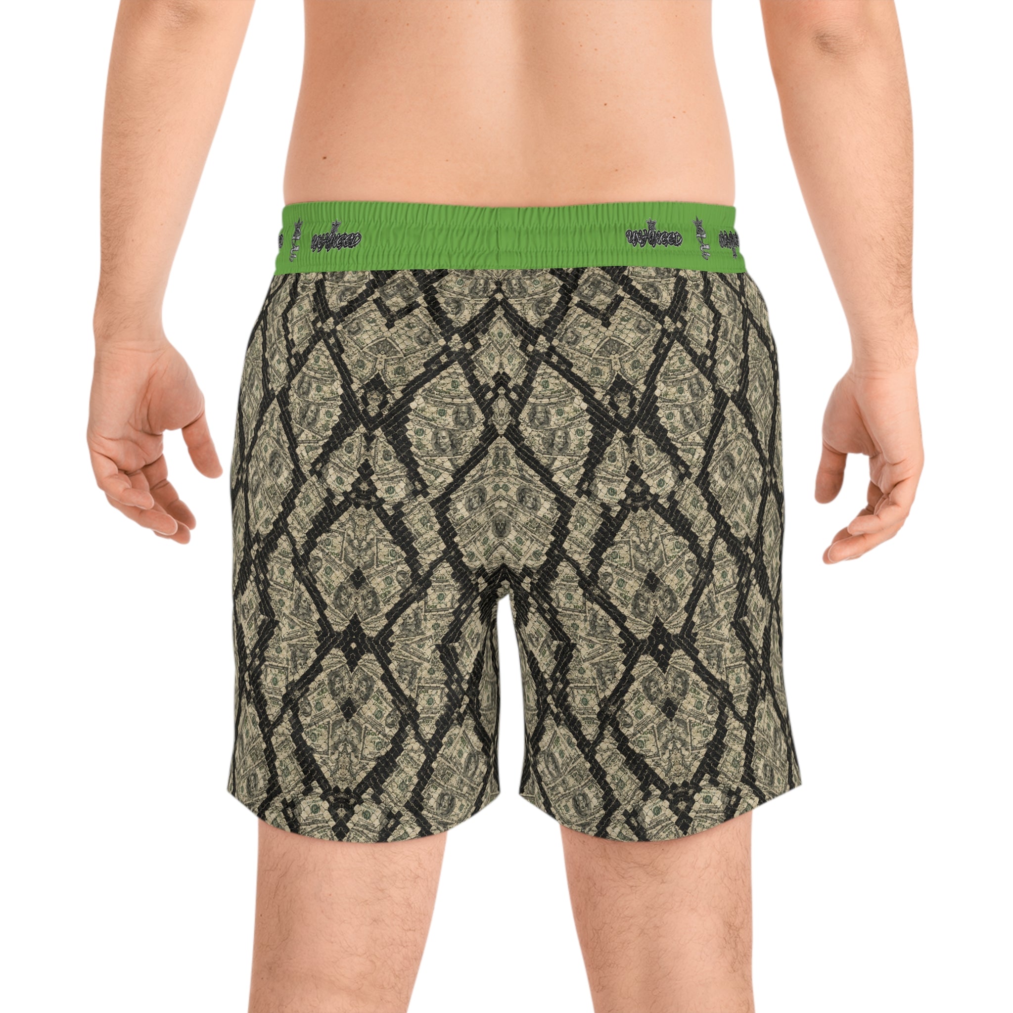 Men's Snake Print Swim Shorts – Mid-Length All-Over-Print Beach Trunks