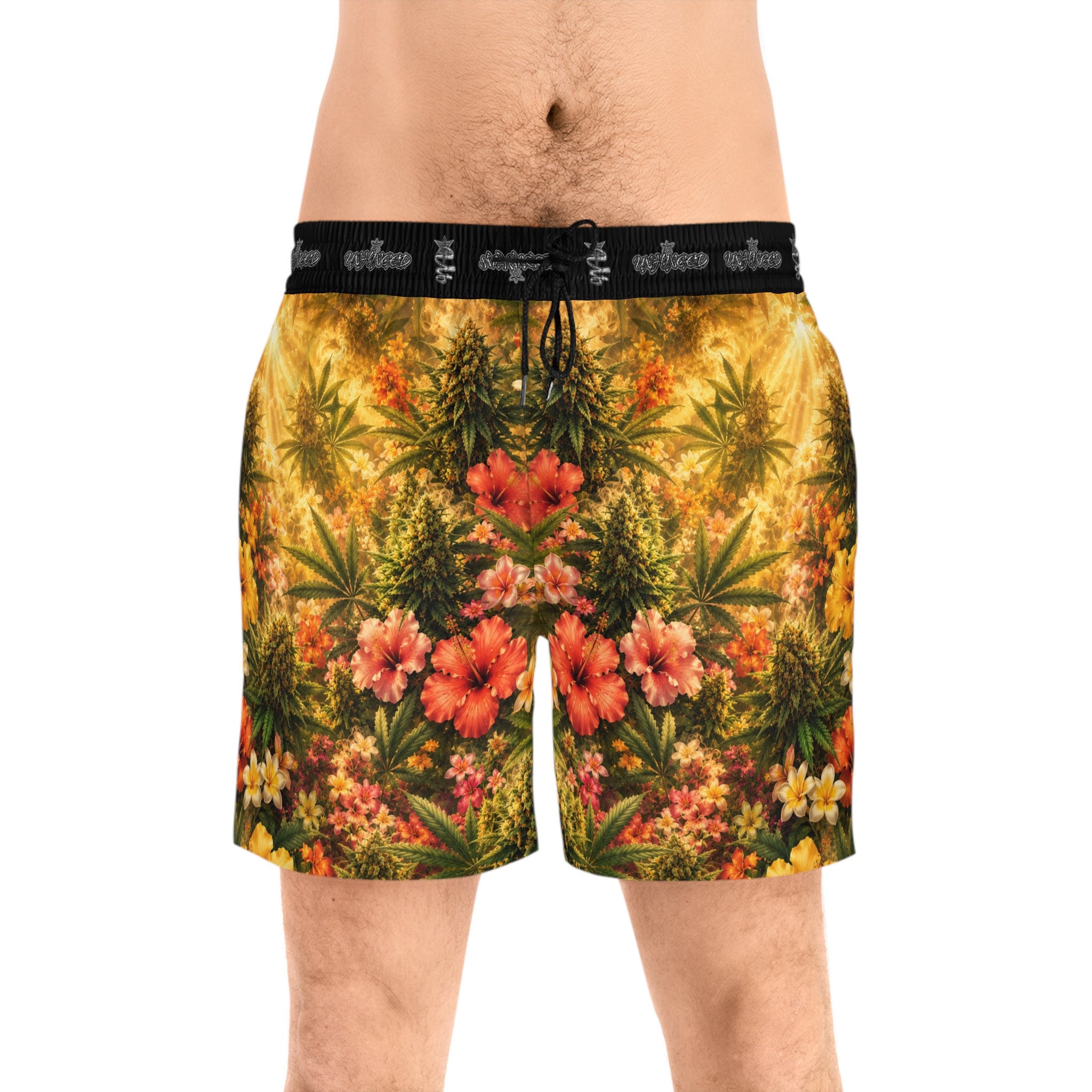 Men's Snake Print Swim Shorts – Mid-Length All-Over-Print Beach Trunks