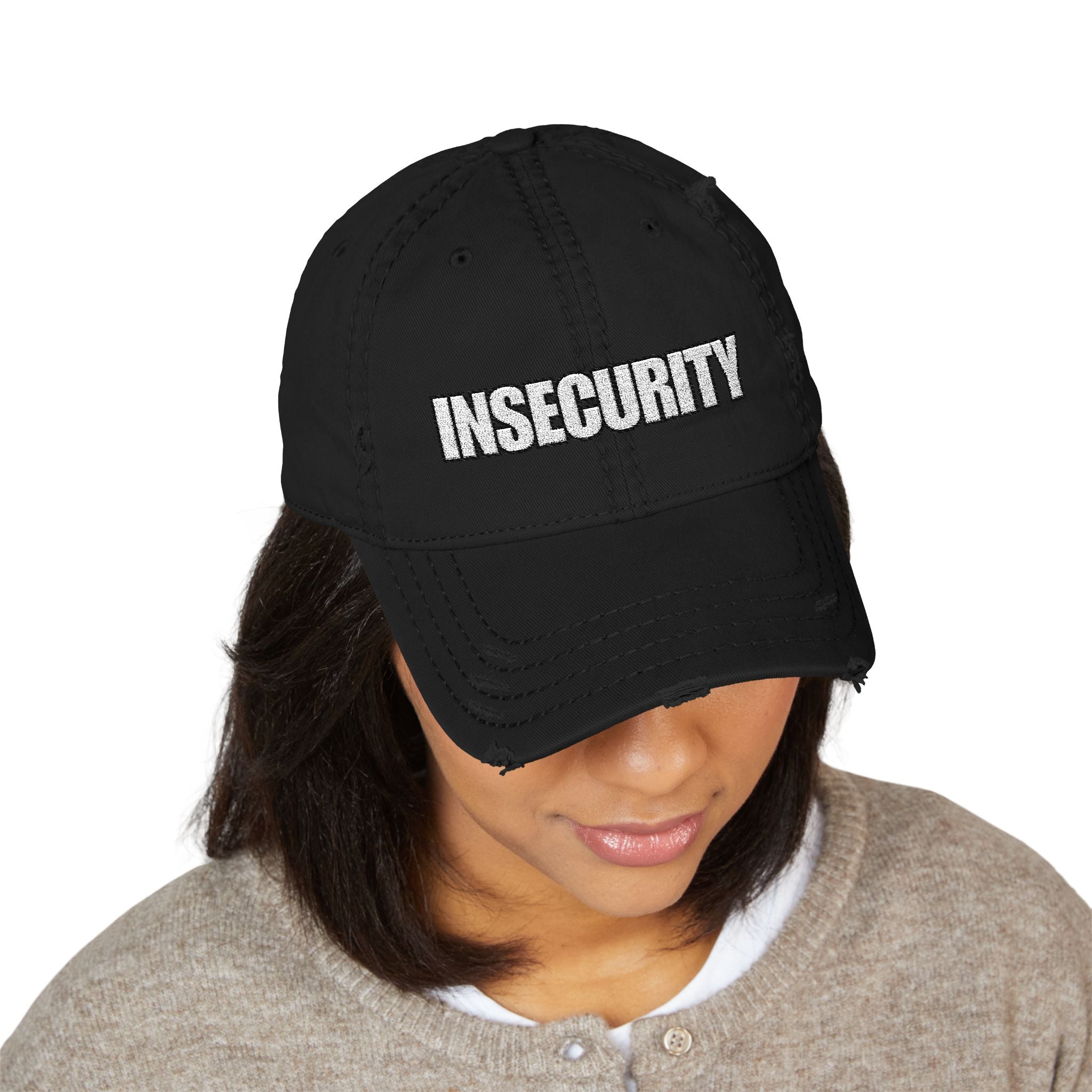 UNHINGEDBrands “INSECURITY” Distressed Dad Hat