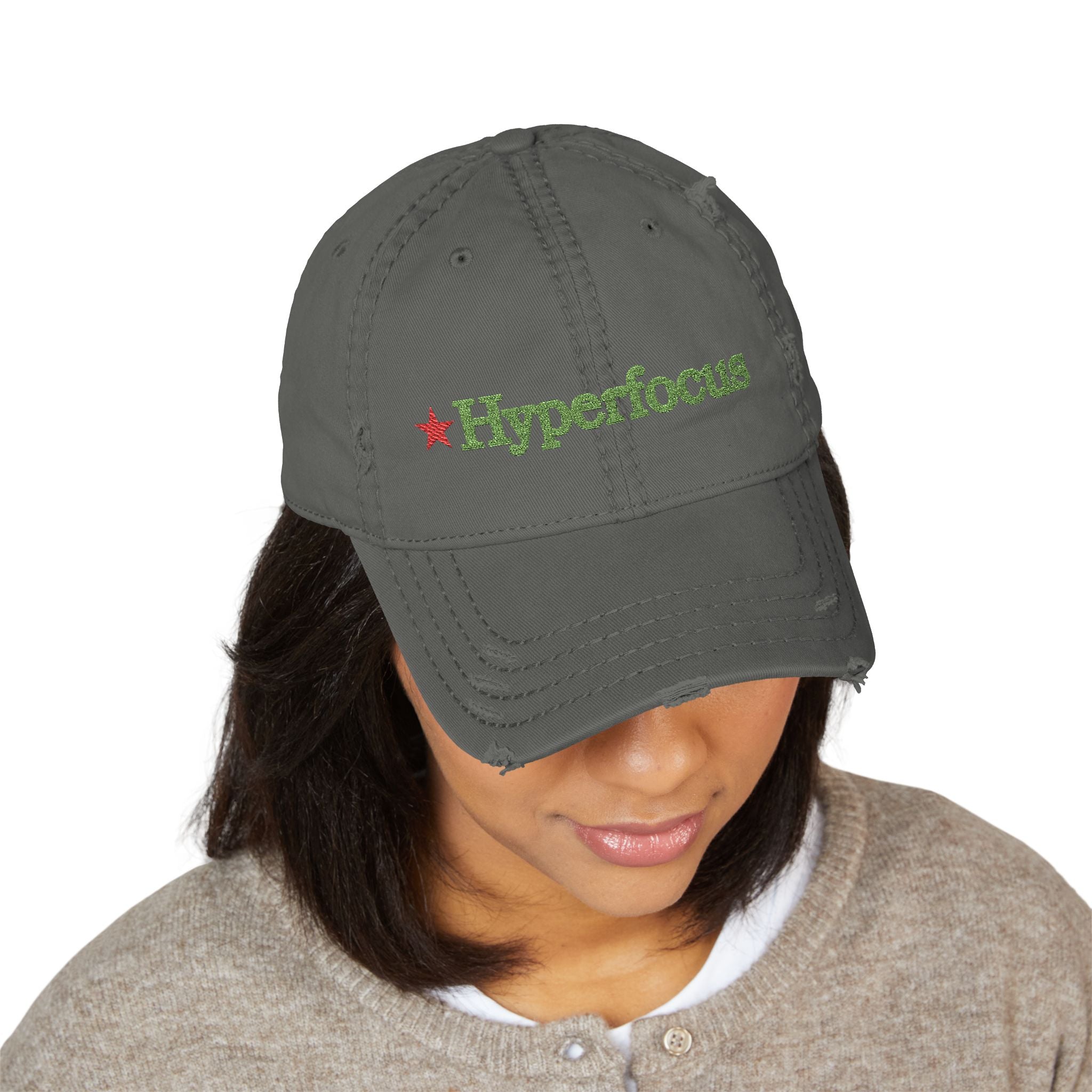 UNHINGEDBrands "Hyperfocus"  Distressed Dad Hat