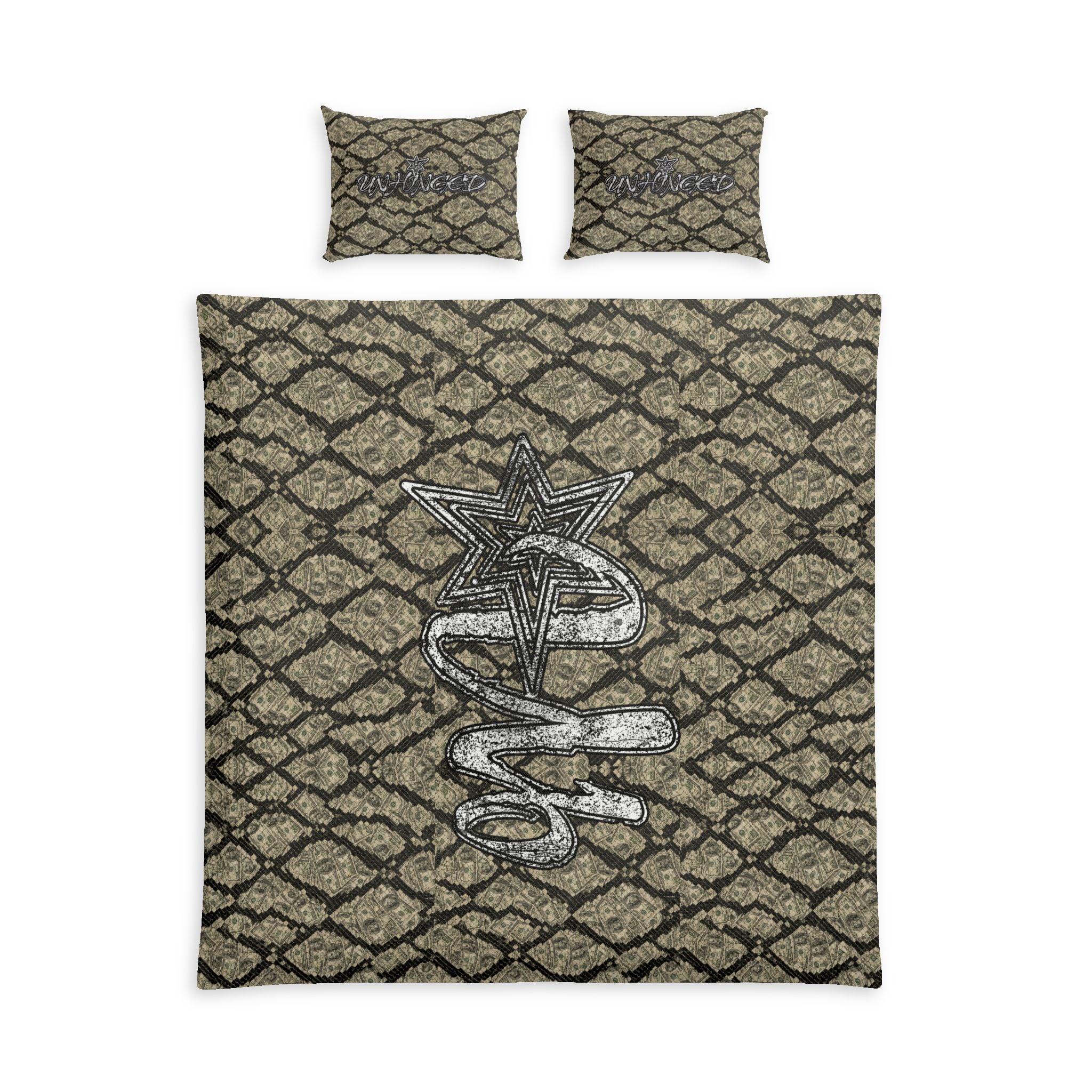 UNHINGEDBrands “BandAconda” Neutral Moroccan Trellis Cotton Duvet Cover Set