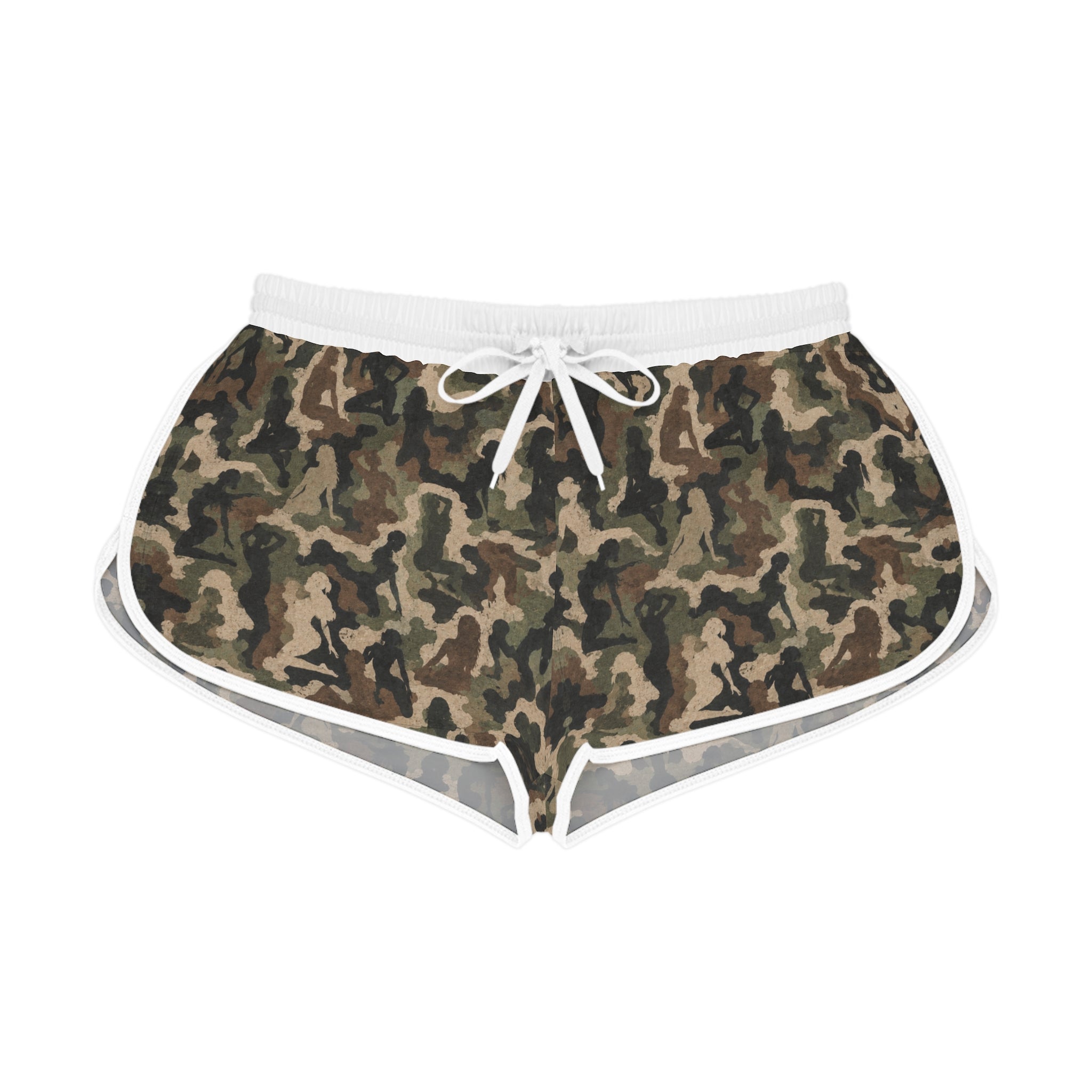 Camo Graffiti Women's Relaxed Shorts — Olive Camouflage Print