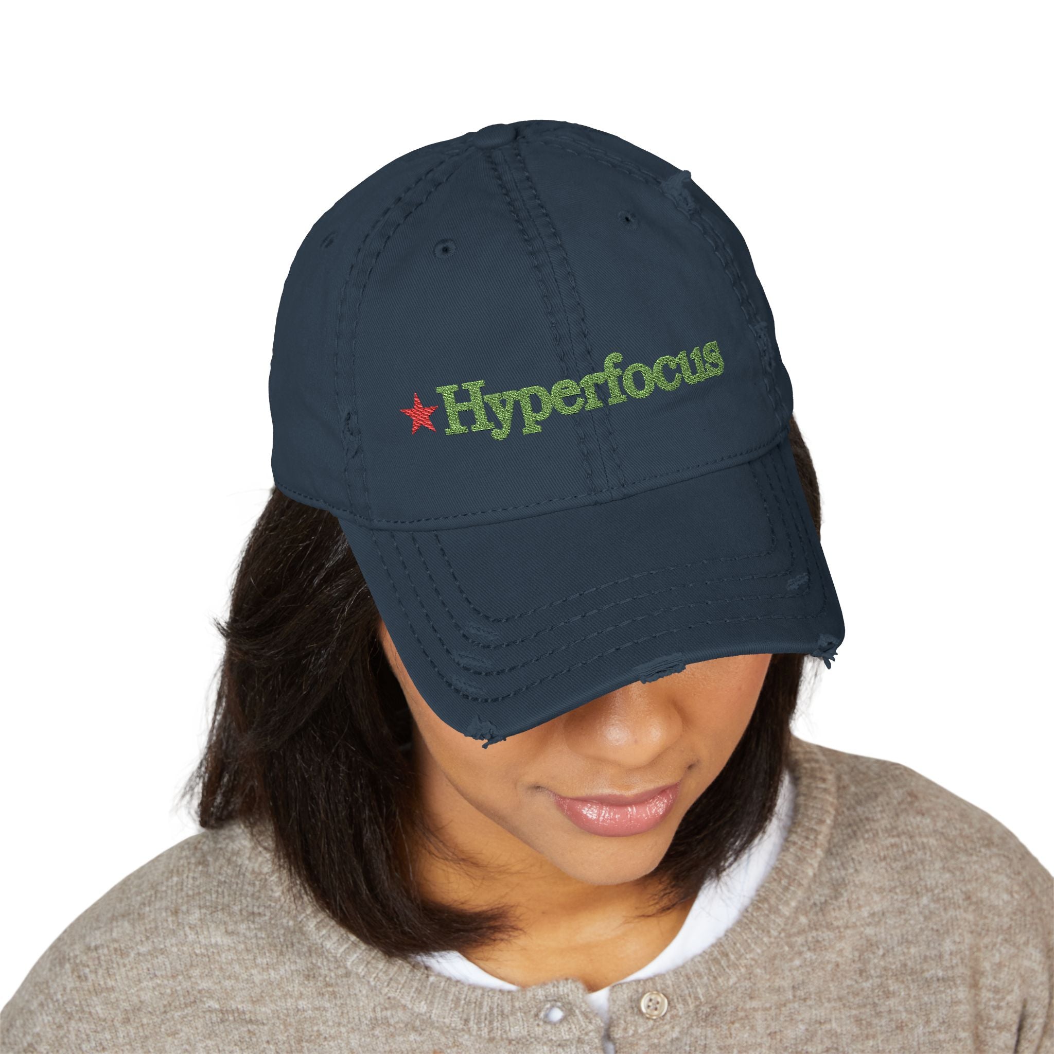 UNHINGEDBrands "Hyperfocus"  Distressed Dad Hat