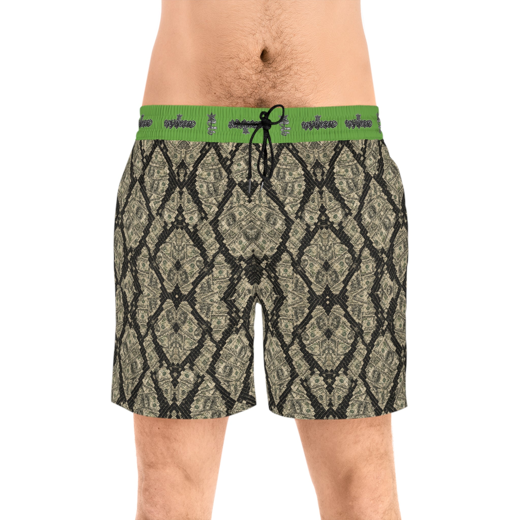 Men's Snake Print Swim Shorts – Mid-Length All-Over-Print Beach Trunks