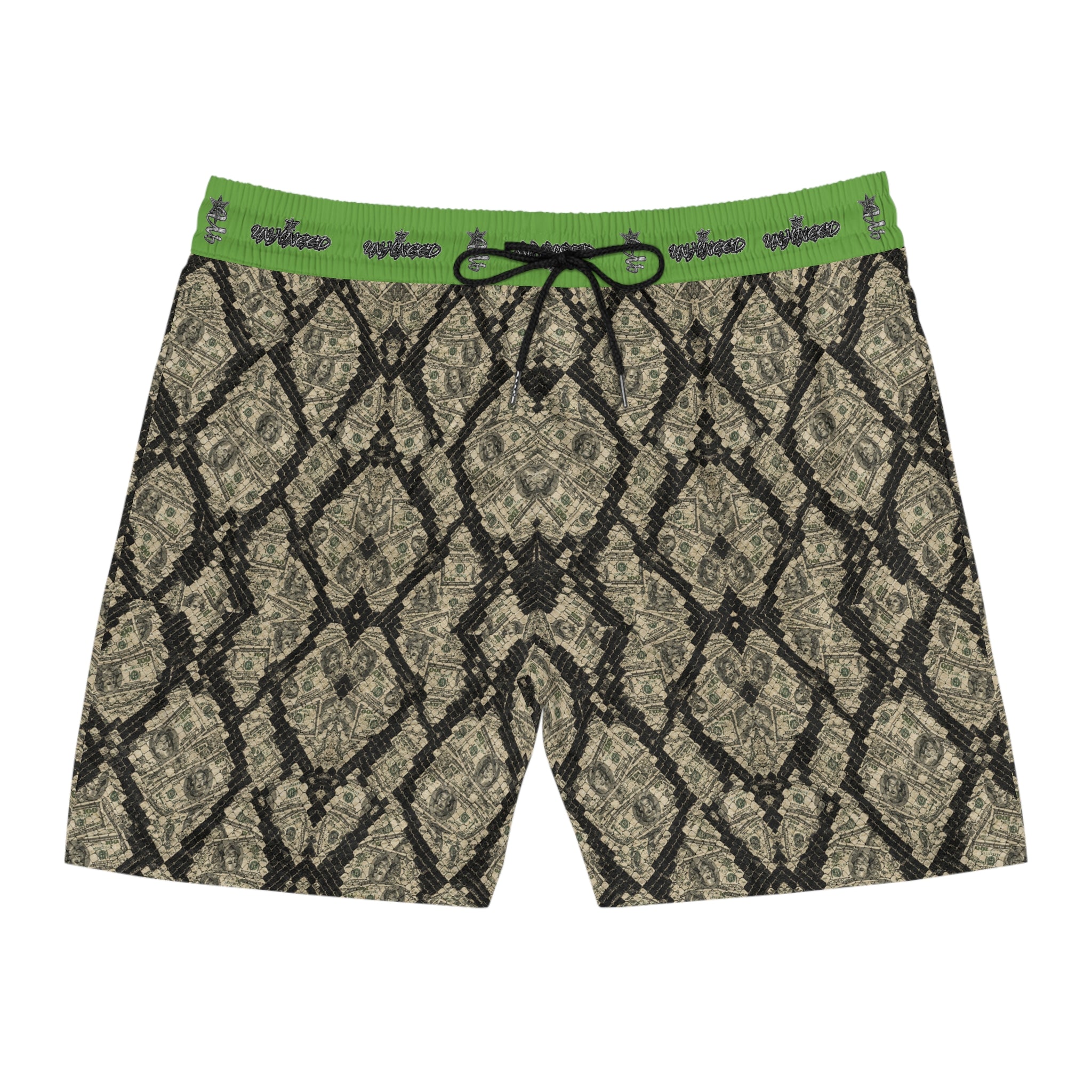 Men's Snake Print Swim Shorts – Mid-Length All-Over-Print Beach Trunks
